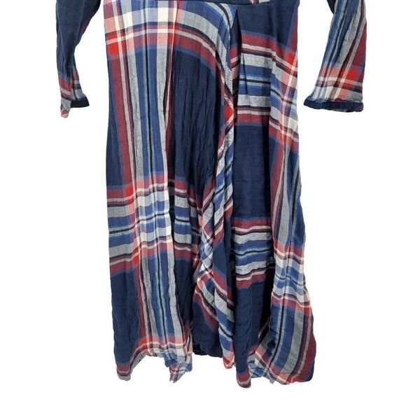 Anthropology Isabella Sinclair Dress Tartan Plaid Handkerchief Midi Blue XS - Picture 8 of 13